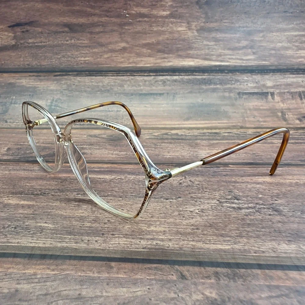 Silhouette SPX M 1849 Vintage Oversized Geometric Clear Tortoise Eyeglass Frames